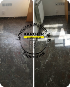 Suelo pulido y abrillantado. Un antes y despues llevado a cabo por la empresa limpiezas marcos mr, ubicada en granada